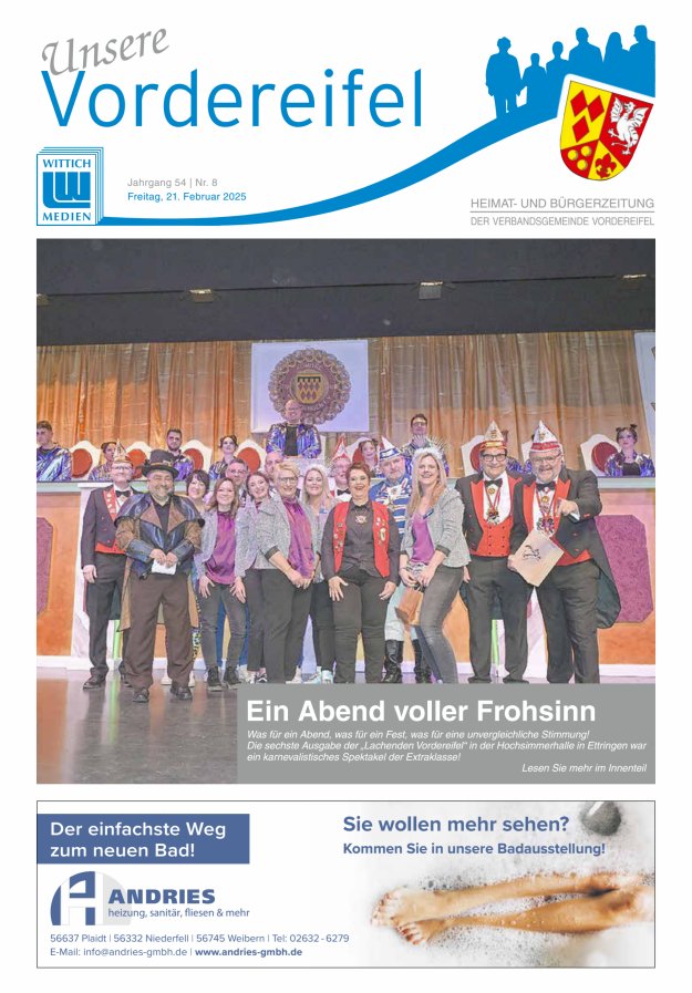 Mitteilungsblatt Vordereifel - Heimat- u Bürgerzeitung der VG Vordereifel Titelblatt 08/2025