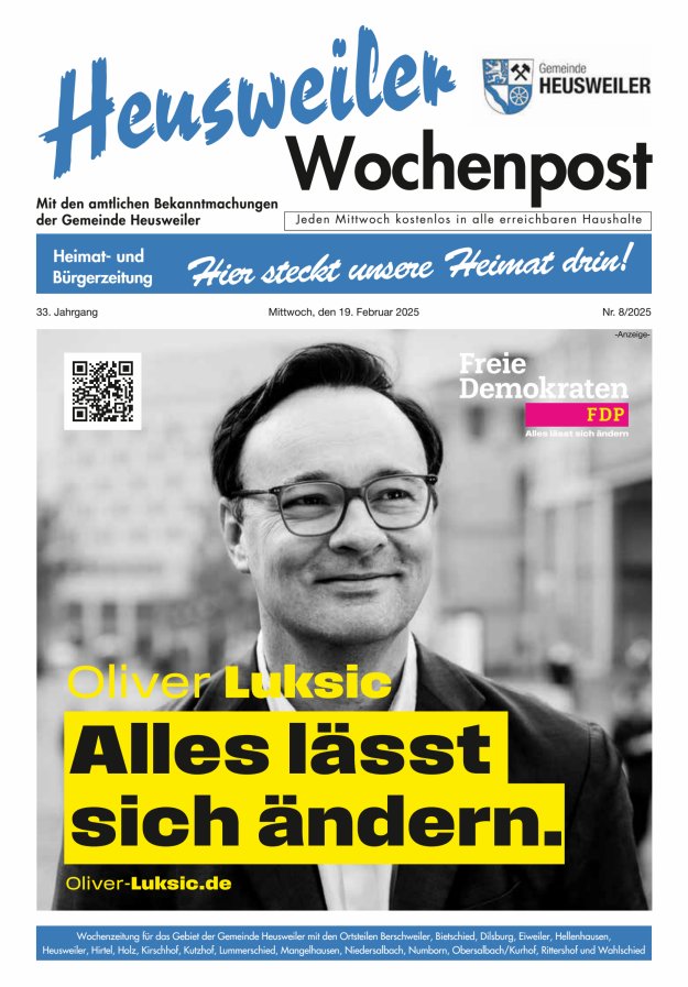 Heusweiler Wochenpost Titelblatt 08/2025