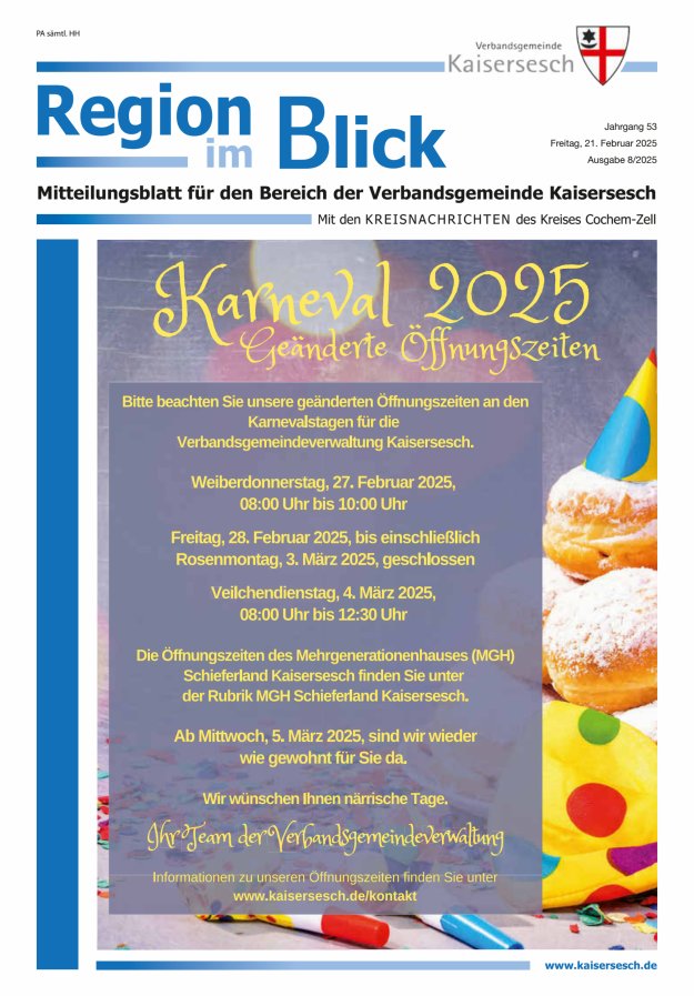 Region im Blick VG Kaisersesch Titelblatt 08/2025