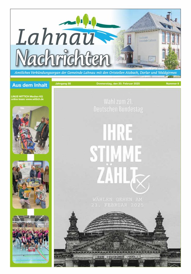 Lahnau Nachrichten Titelblatt 08/2025