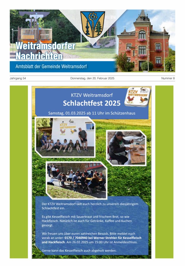 Weitramsdorfer Nachrichten Titelblatt 08/2025
