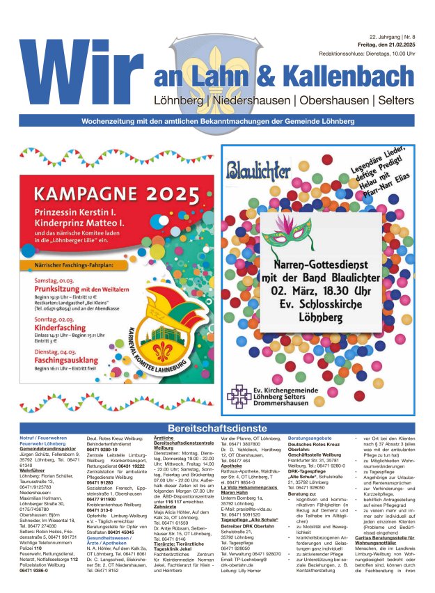 Amtliches Mitteilungsblatt der Gemeinde Löhnberg Titelblatt 08/2025