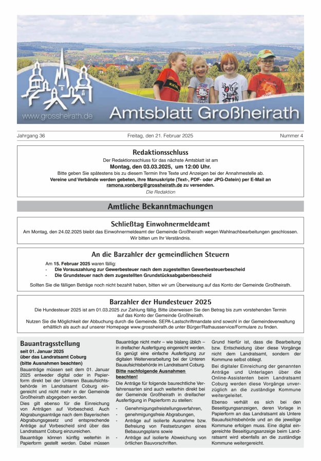 Amtsblatt Großheirath Titelblatt 04/2025