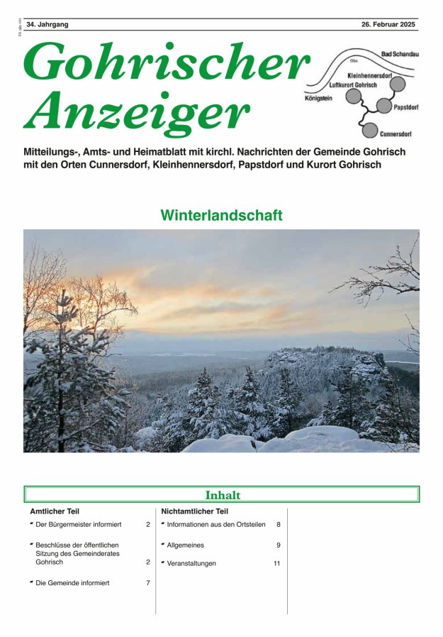 Gohrischer Anzeiger Titelblatt 02/2025