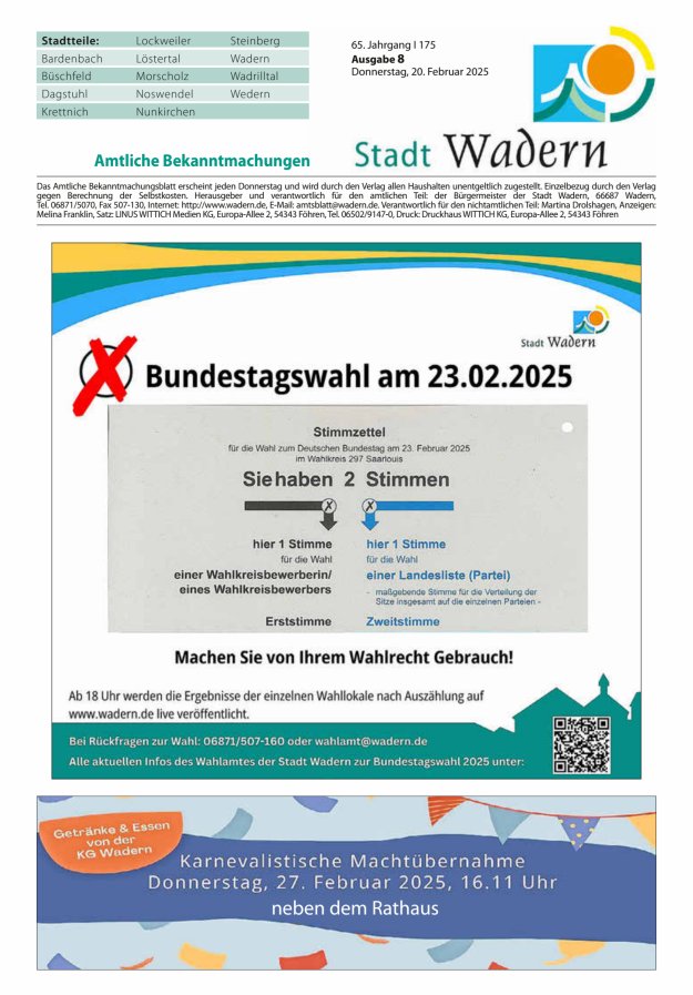 Stadt Wadern Titelblatt 08/2025
