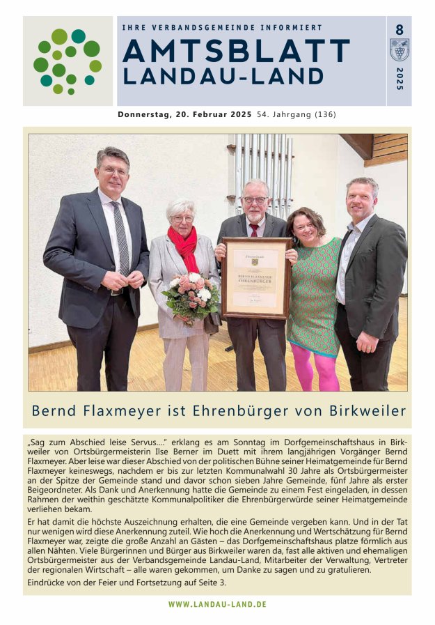 Amtsblatt VG Landau-Land Titelblatt 08/2025