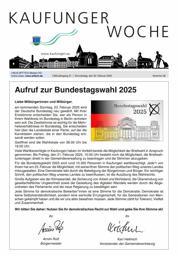 Kaufunger Woche Titelblatt 08/2025
