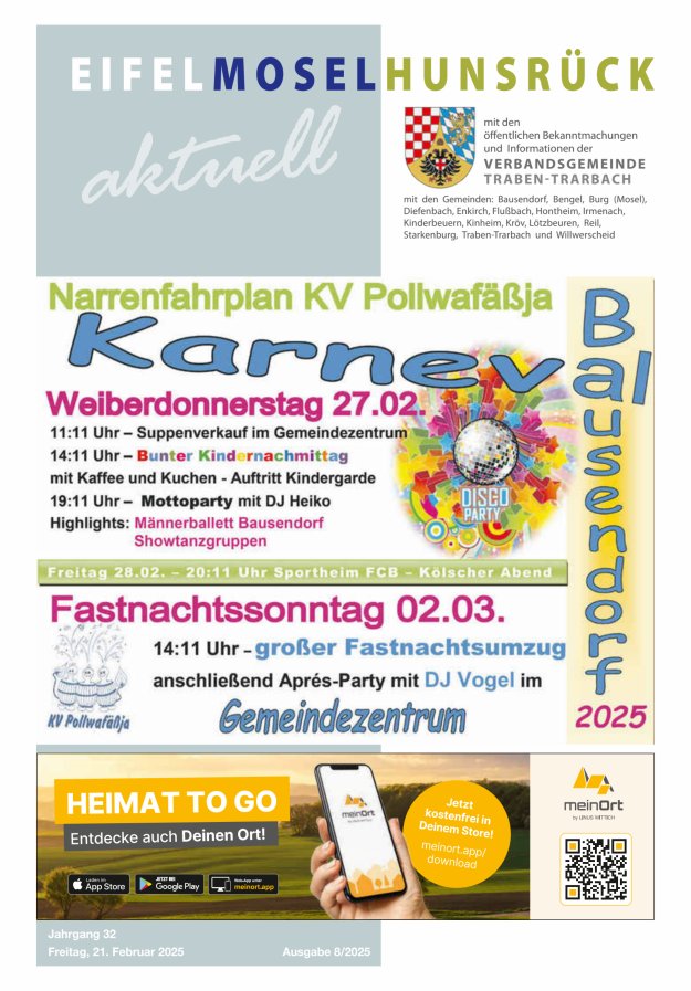 Eifel-Mosel-Hunsrück aktuell VG Traben-Trarbach Titelblatt 08/2025