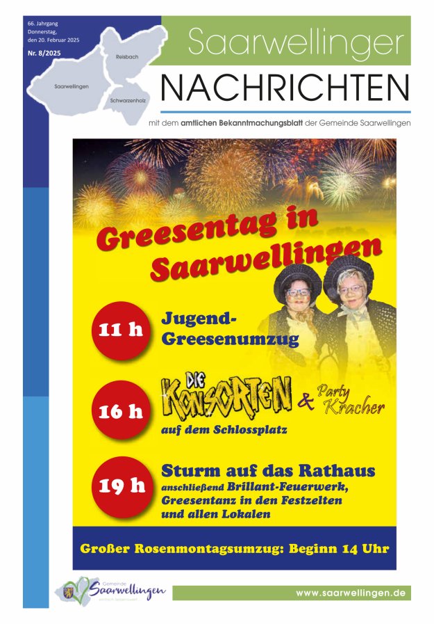 Saarwellinger Nachrichten Titelblatt 08/2025