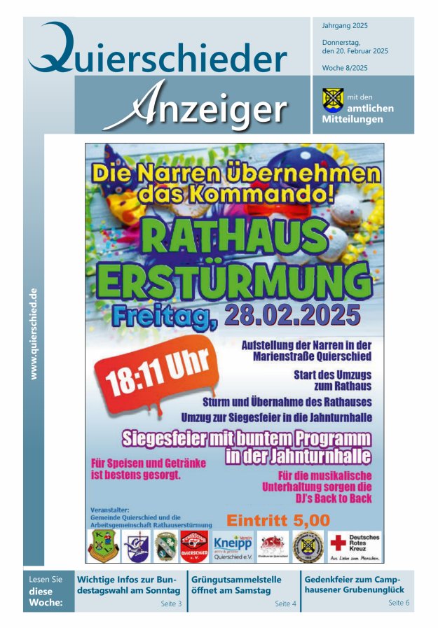 Quierschieder Anzeiger Titelblatt 08/2025