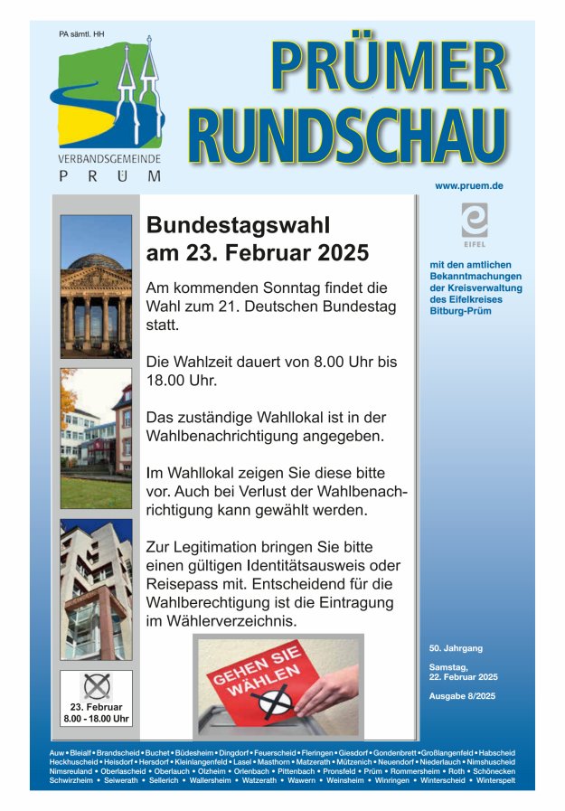 Prümer Rundschau Titelblatt 08/2025