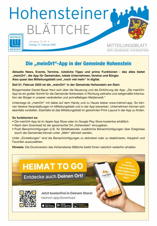 Hohensteiner Blättche Titelblatt 08/2025