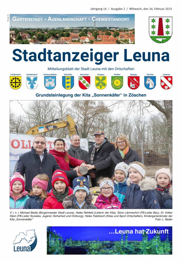 Stadtanzeiger – Mitteilungsblatt der Stadt Leuna mit den Ortschaften Titelblatt 02/2025