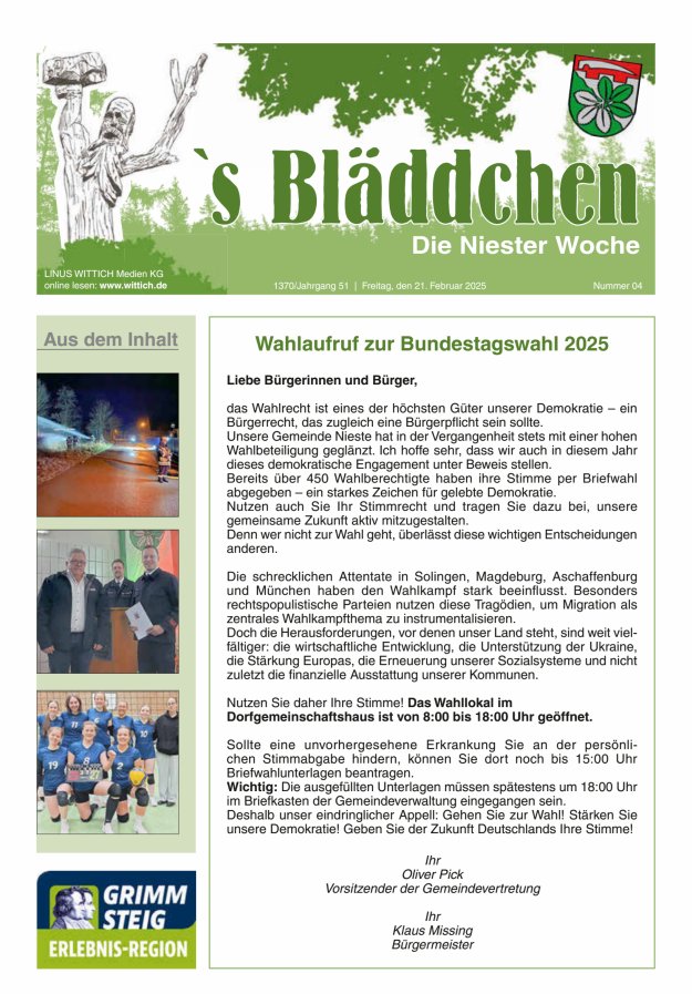 Niester Woche Titelblatt 04/2025