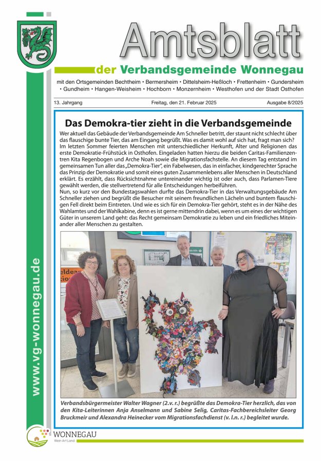 Amtsblatt VG Wonnegau Titelblatt 08/2025