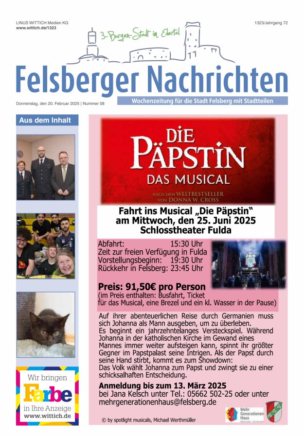 Felsberger Nachrichten Titelblatt 08/2025