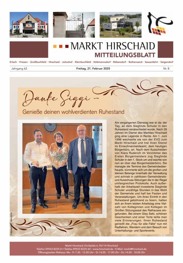 Mitteilungsblatt Markt Hirschaid Titelblatt 08/2025