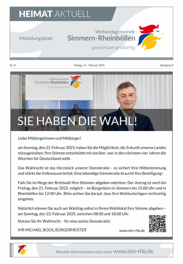 Heimat Aktuell Mitteilungsblatt der VG Simmern-Rheinböllen-Ausg Rheinböllen Titelblatt 08/2025