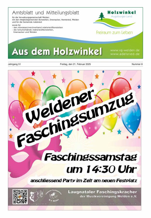 Aus dem Holzwinkel Amtsblatt u Mitteilungsblatt f VG Welden u GemAdelsried Titelblatt 08/2025