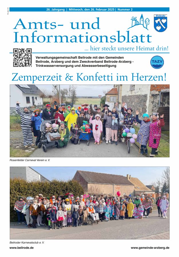 Amts- und Informationsblatt der Verwaltungsgemeinschaft Beilrode Titelblatt 02/2025