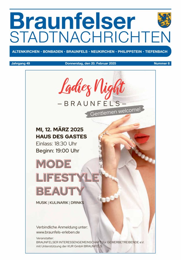 Braunfelser Stadtnachrichten Titelblatt 08/2025