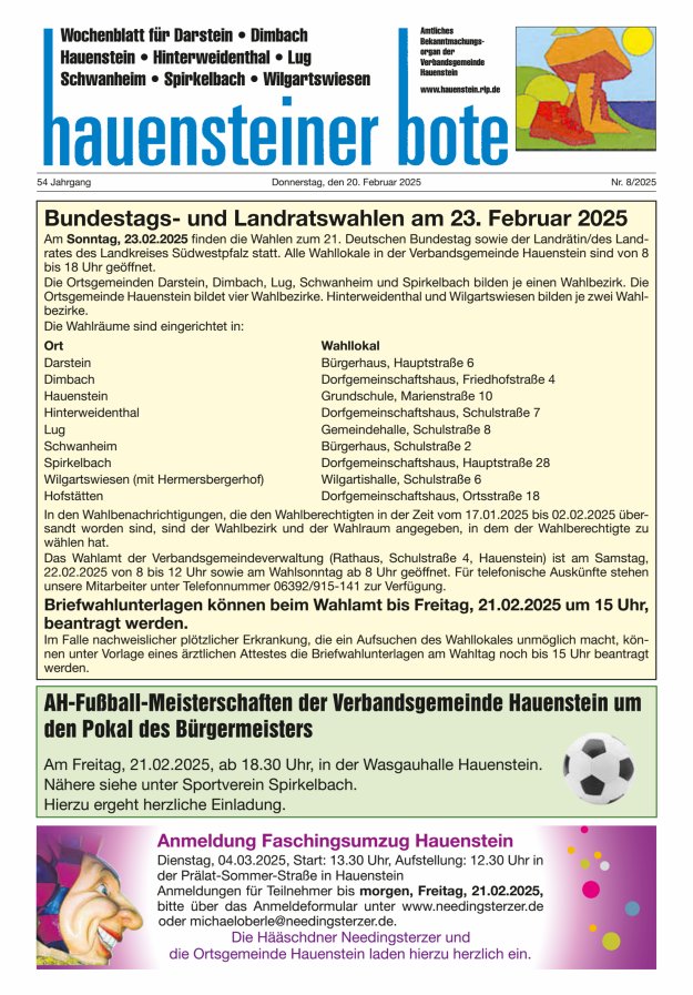 Hauensteiner Bote Titelblatt 08/2025