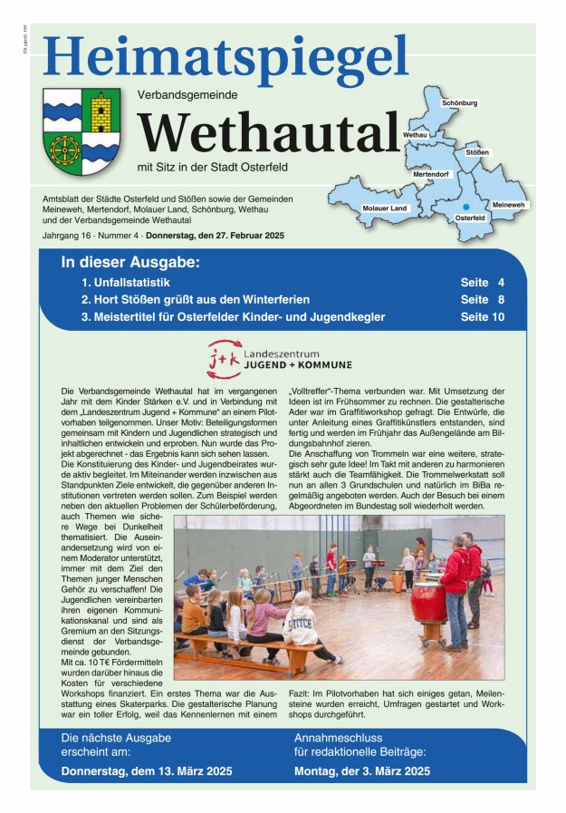 Heimatspiegel Verbandsgemeinde Wethautal mit Sitz in der Stadt Osterfeld Titelblatt 04/2025