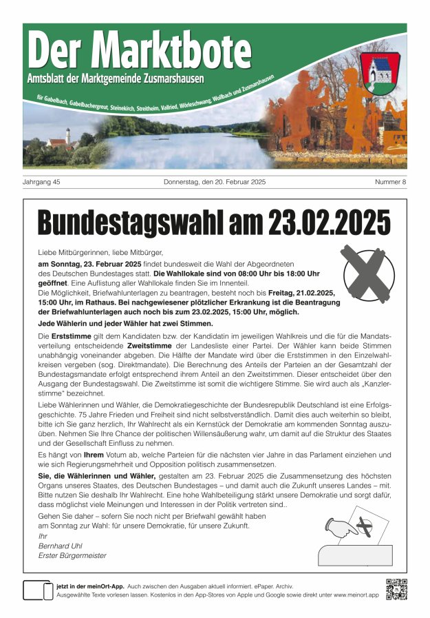 Zusmarshausen - Der Marktbote Titelblatt 08/2025