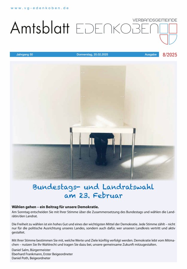 Amtsblatt VG Edenkoben Titelblatt 08/2025