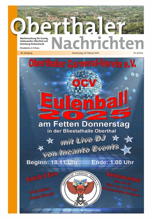 Oberthaler Nachrichten Titelblatt 08/2025