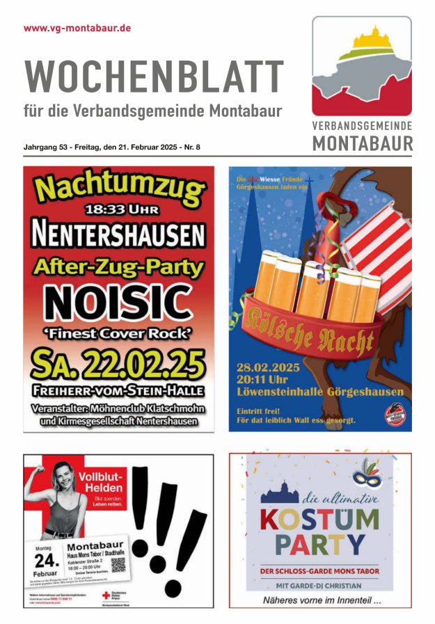 Wochenblatt der Verbandsgemeinde Montabaur Titelblatt 08/2025