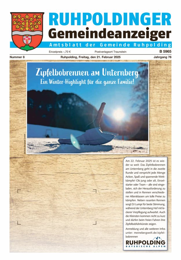 Ruhpoldinger Gemeindeanzeiger Titelblatt 08/2025
