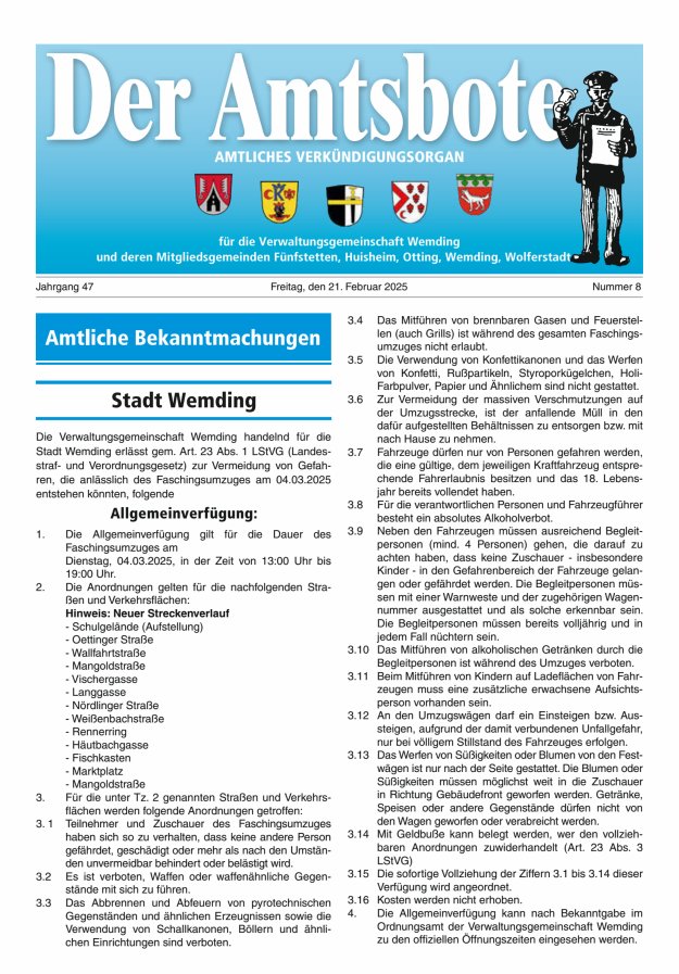 Der Amtsbote - Wemding Verwaltungsgemeinschaft Titelblatt 08/2025