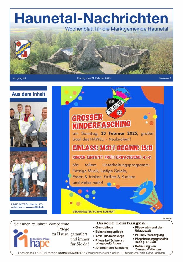 Haunetal-Nachrichten Titelblatt 08/2025