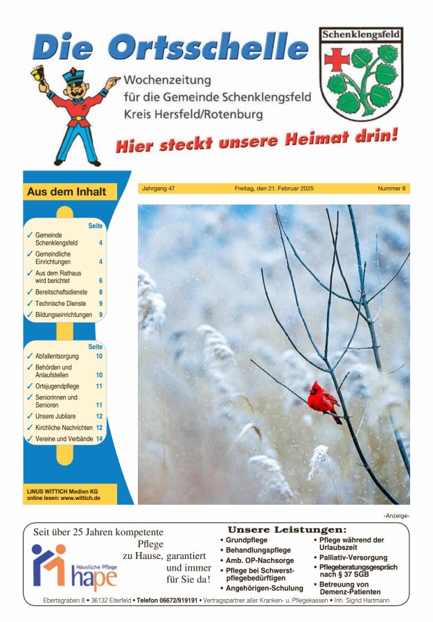 Die Ortsschelle Titelblatt 08/2025