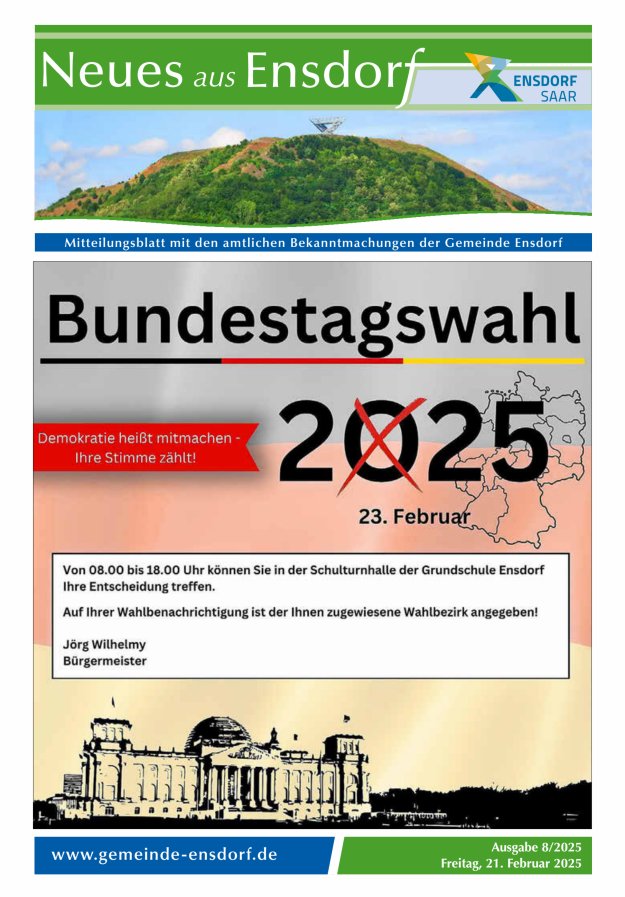 Neues aus Ensdorf Titelblatt 08/2025