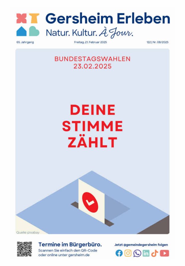 Bekanntmachungsblatt der Gemeinde Gersheim Titelblatt 08/2025