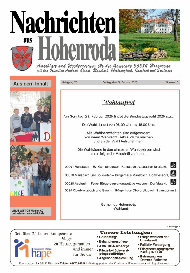 Nachrichten aus Hohenroda Titelblatt 08/2025