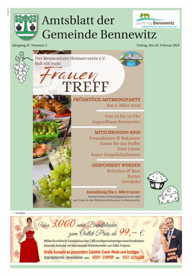 Amtsblatt der Gemeinde Bennewitz Titelblatt 02/2025