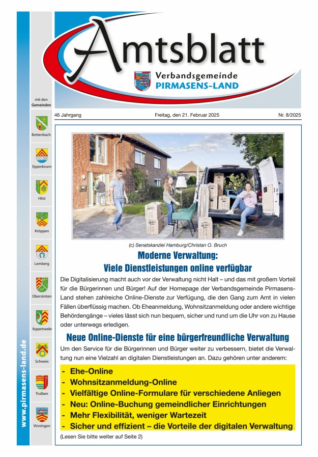 Amtsblatt VG Pirmasens-Land Titelblatt 08/2025