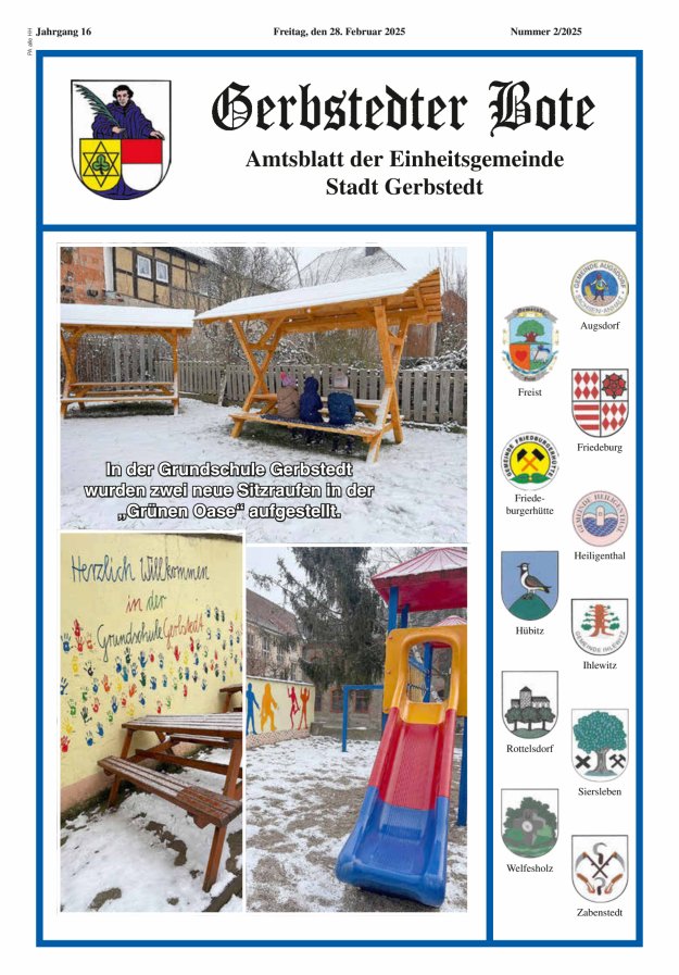 Gerbstedter Bote – Amtsblatt der Einheitsgemeinde Stadt Gerbstedt Titelblatt 02/2025