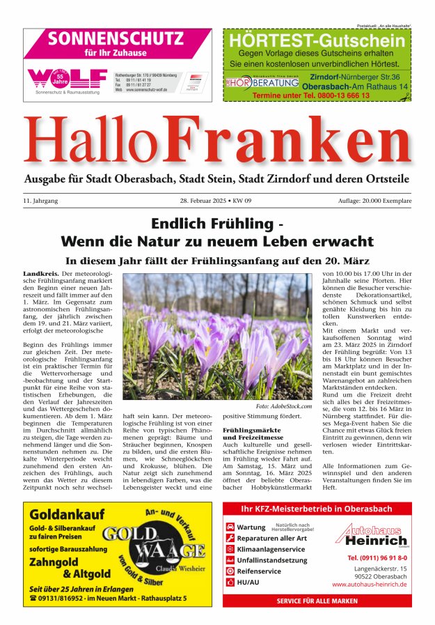 Hallo Franken Fürther Umland Titelblatt 02/2025