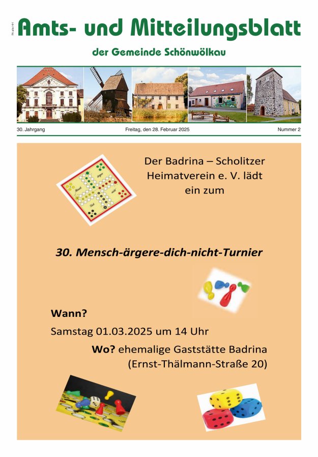 Amts- und Mitteilungsblatt der Gemeinde Schönwölkau Titelblatt 02/2025