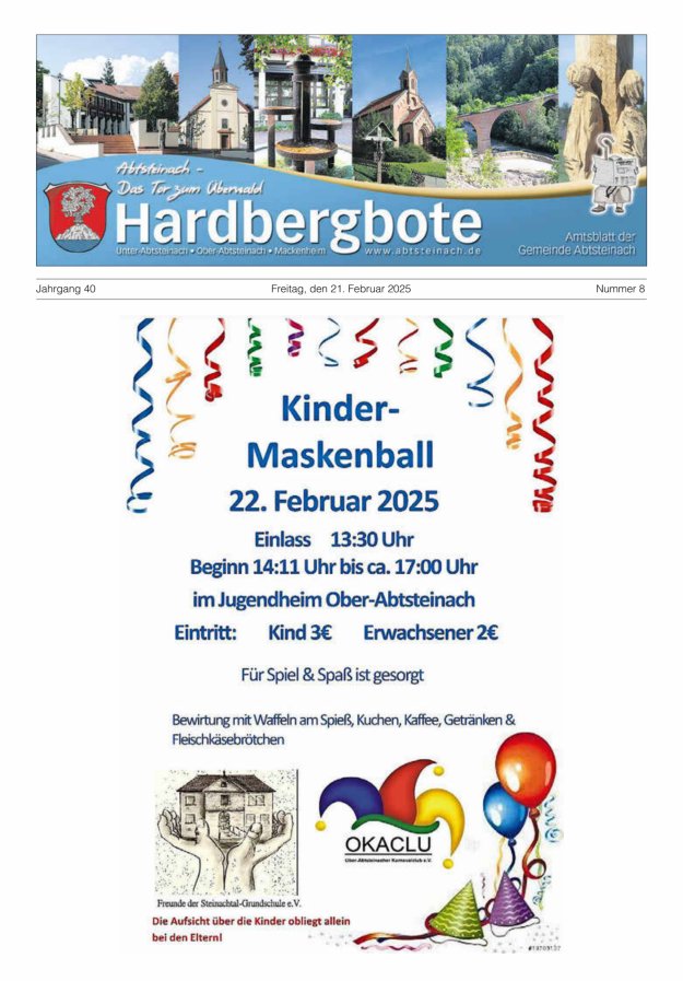 Hardbergbote - Mitteilungsblatt der Gemeinde Abtsteinach Titelblatt 08/2025