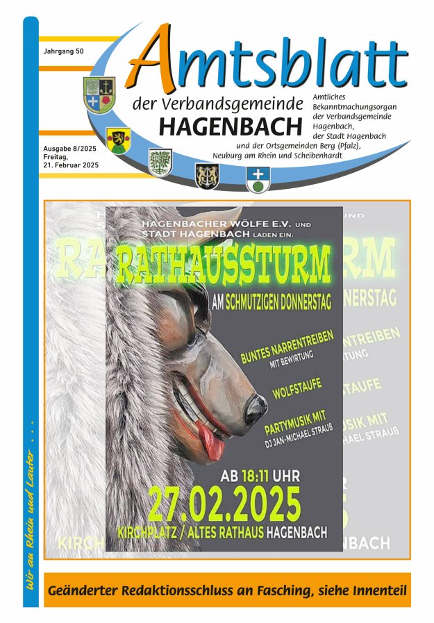 Amtsblatt der VG Hagenbach Titelblatt 08/2025
