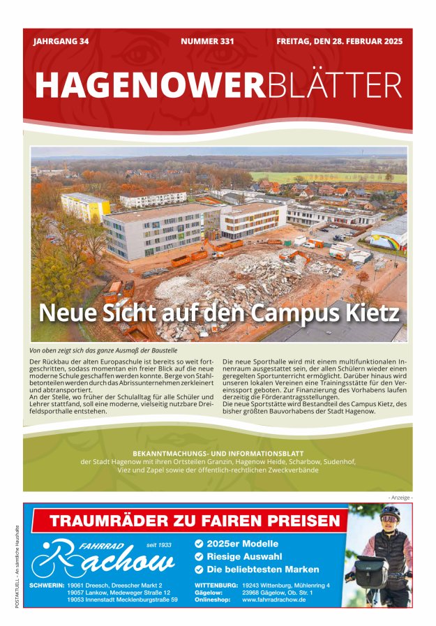 Hagenower Blätter Titelblatt 331/2025