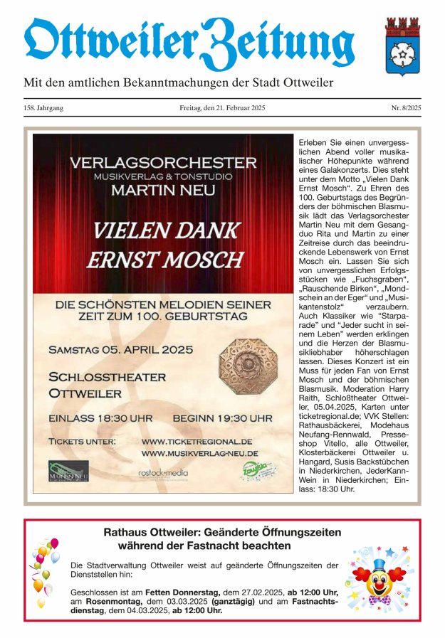Ottweiler Zeitung Titelblatt 08/2025