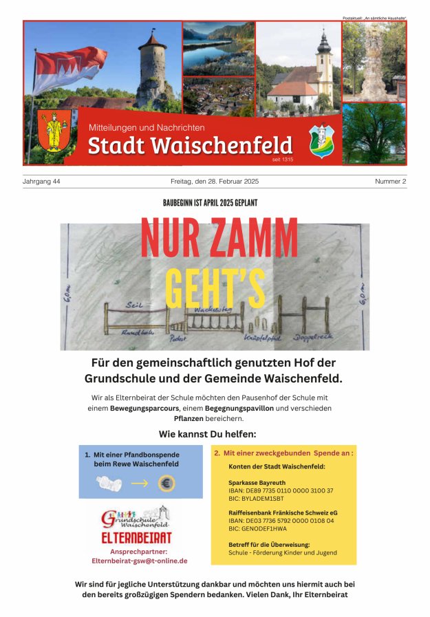 Stadt Waischenfeld - Mitteilungen und andere Nachrichten Titelblatt 02/2025
