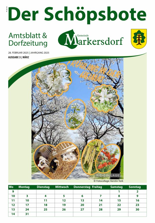 Amtsblatt und Dorfzeitung der Gemeinde Markersdorf Titelblatt 03/2025
