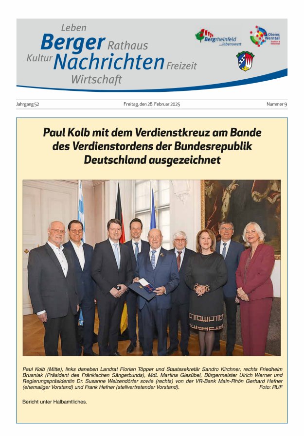Berger Nachrichten, Bergrheinfeld Titelblatt 09/2025